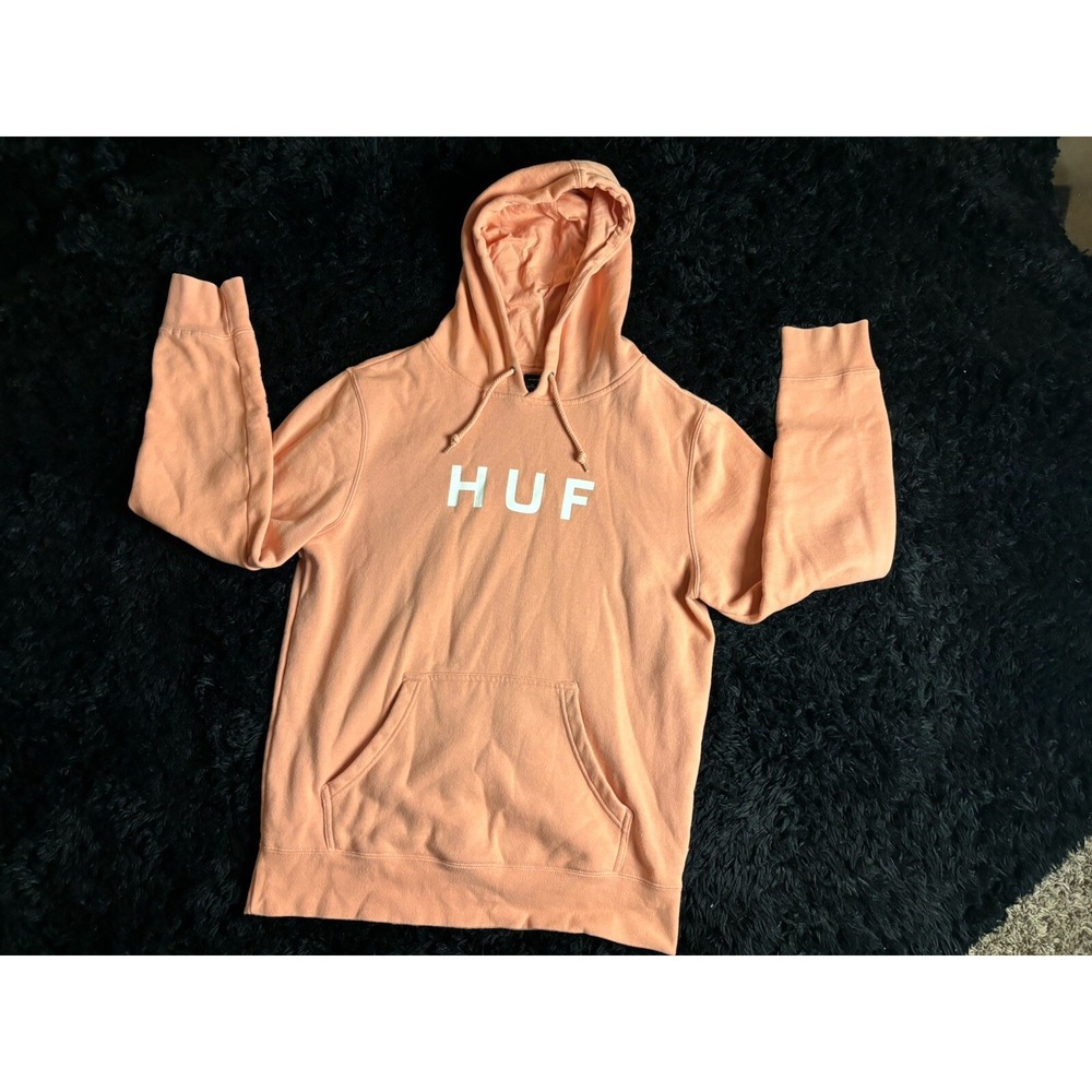 HUF OG LOGO  Peach Pullover Hoodie Mens Size Medium